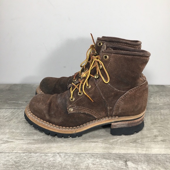 Made in USA Lace-Up Work Lace Up Boots Womens Logger Granny Goth Leather Sz 7.5 - Picture 6 of 11